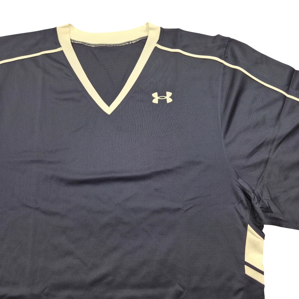 Under Armour Mesh‎ Atheltic Jersey Short Sleeve V-Neck Shirt Blue Mens XL